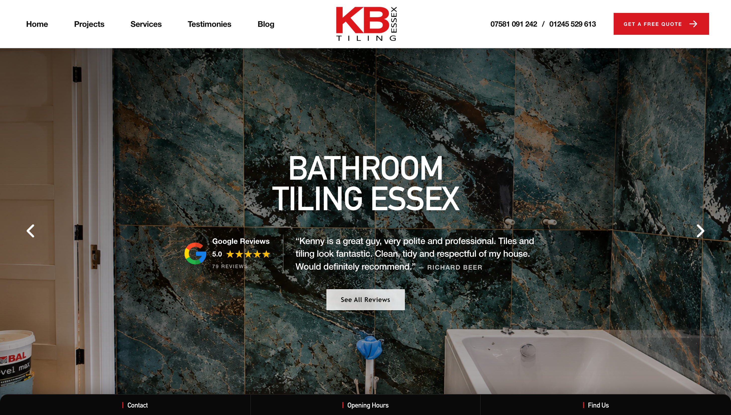 KB Tiling Essex desktop website preview
